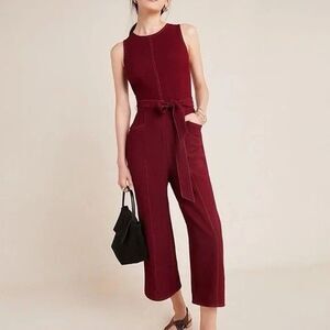 Greylin Anthropologie Jumpsuit Size S Burgundy Pockets Versatile Wide Leg